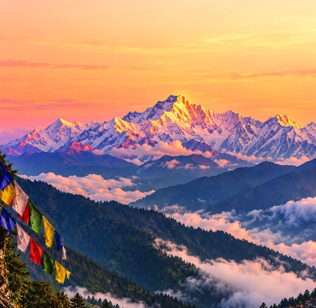 Himalayan sunrise over Sikkim